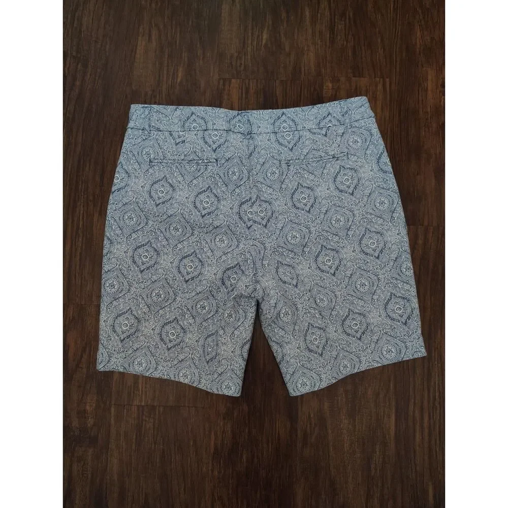 Willi Smith Womens Shorts Size 10 Blue Paisley Chino Stretch Flat Front